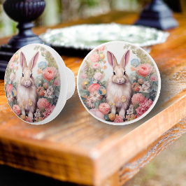 Bouton De Porte En Céramique Pastel Rabbit