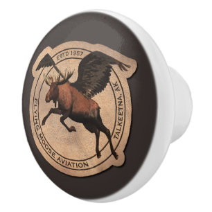 Bouton De Porte En Céramique Patch Flying Moose Aviation