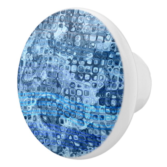 Bouton De Porte En Céramique Patters d'Ocean Blue Abstract (Droite)