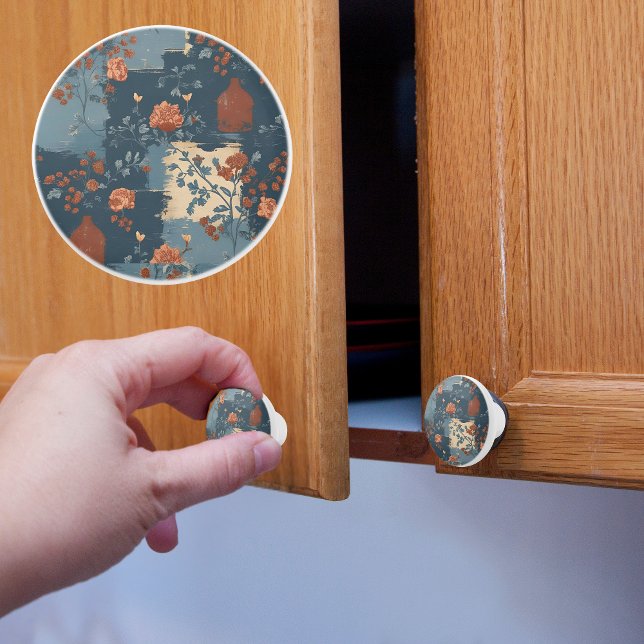 Bouton De Porte En Céramique Pays Rouille Bleue Russe Agritourisme Court (Créateur téléchargé)