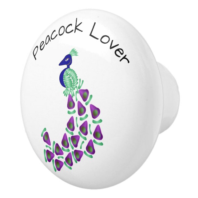Bouton De Porte En Céramique Peacock Design Personalised (Droite)