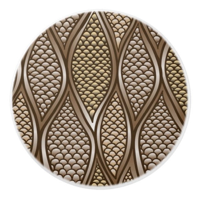 Bouton De Porte En Céramique Peau de serpent stylisée (Devant)
