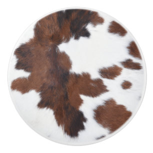 Bouton De Porte En Céramique peau de vache blanc
