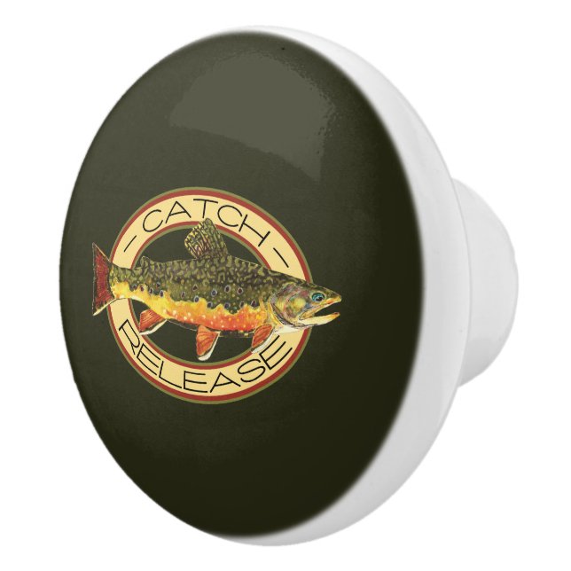 Bouton De Porte En Céramique Pêcheur de truites (Droite)