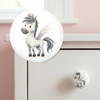 Bouton De Porte En Céramique Pégase Céramique Fantaisiste pour Chambre d'Enfant