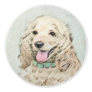 Bouton De Porte En Céramique Peinture à la boule de Cocker Spaniel - Art origi