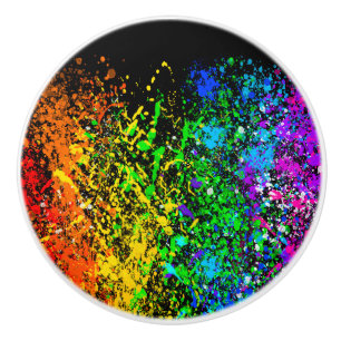 Bouton De Porte En Céramique Peinture couleur arc-en-ciel noir coloré