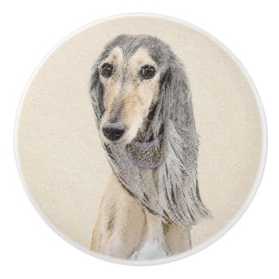 Bouton De Porte En Céramique Peinture de Saluki (Faune) - Cute Original Chien A