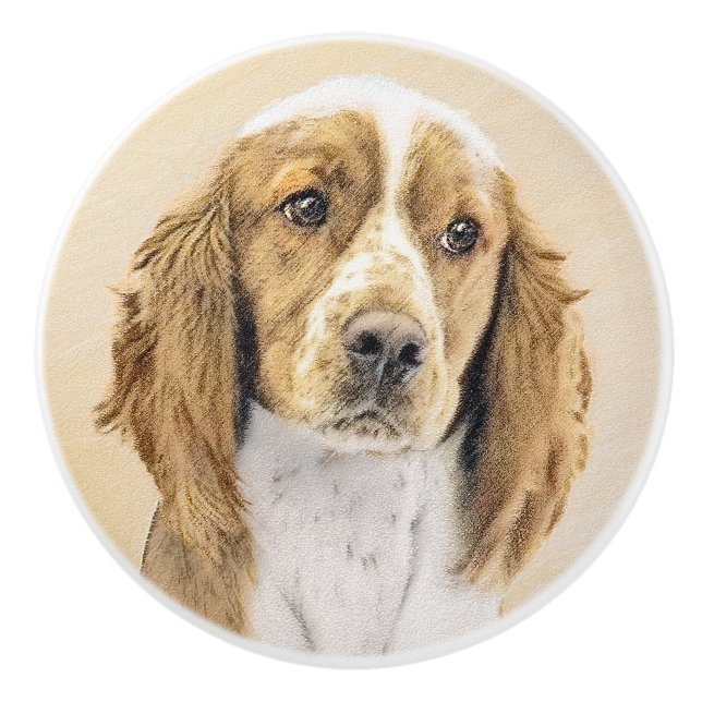 Bouton De Porte En Céramique Peinture de Welsh Springer Spaniel - Art canin ori (Devant)