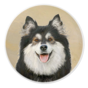 Bouton De Porte En Céramique Peinture Lapphund Finlandaise - Joli art original 