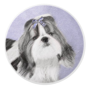 Bouton De Porte En Céramique Peinture Shih Tzu - Cute Original Chien Art