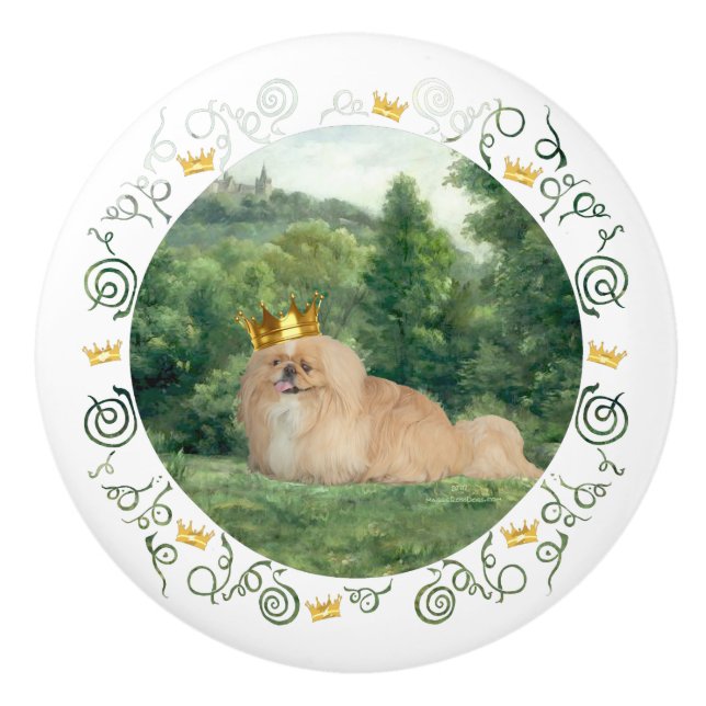 Bouton De Porte En Céramique Pekingese (Devant)