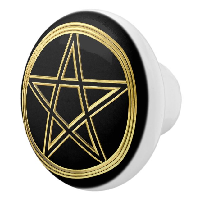 Bouton De Porte En Céramique Pentagramme doré (Droite)