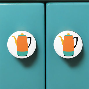 Bouton De Porte En Céramique Percolateur de café rétro