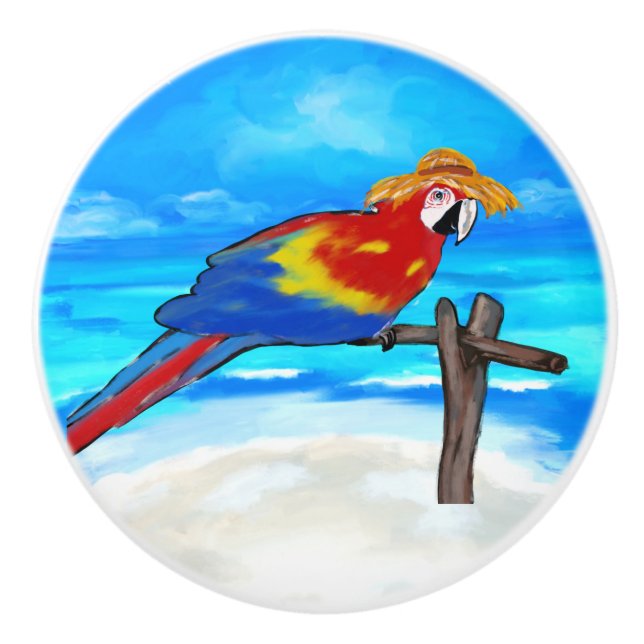 Bouton De Porte En Céramique Perroquet (Devant)