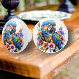 Bouton De Porte En Céramique Perroquet exotique