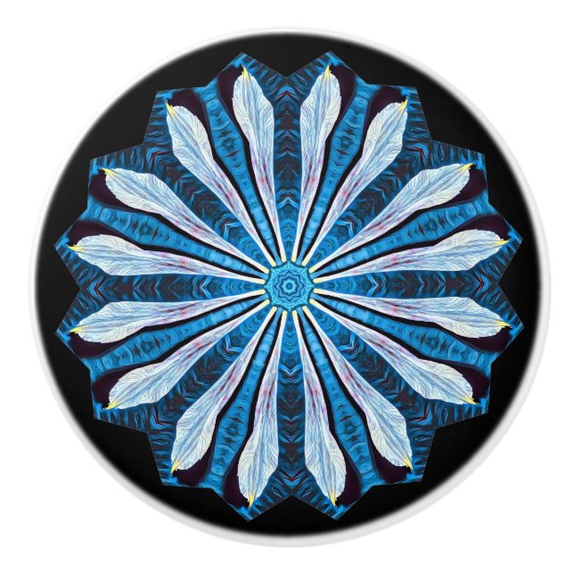 Bouton De Porte En Céramique Pétales bleues (Devant)