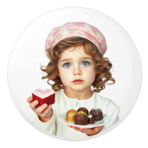 Bouton De Porte En Céramique Petit mignon avec chocolats en velours en forme de