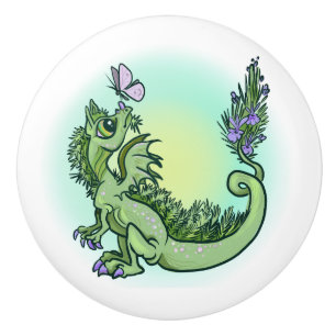 Bouton De Porte En Céramique petit Rosemary Dragon