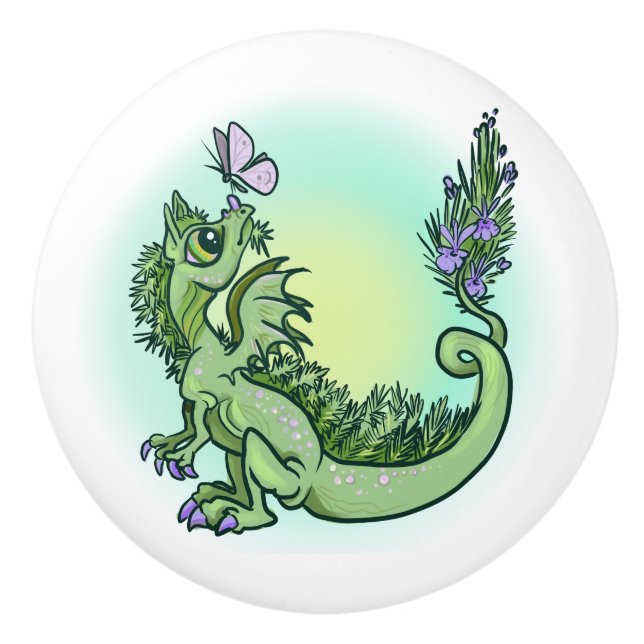 Bouton De Porte En Céramique petit Rosemary Dragon (Devant)