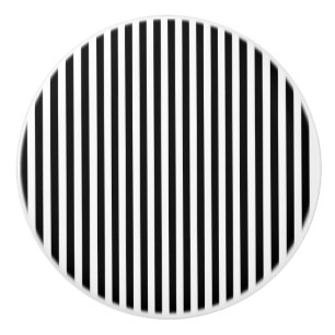 Bouton De Porte En Céramique Petites rayures noires verticales