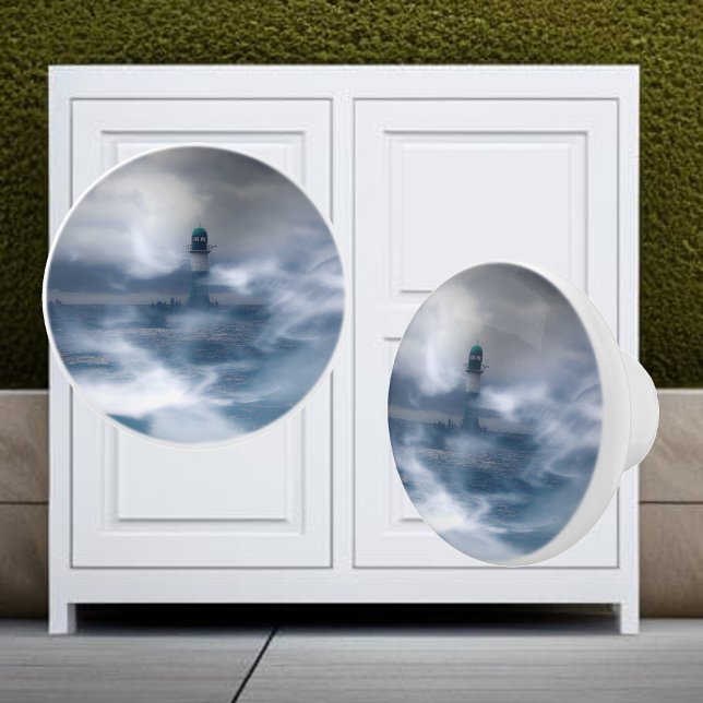 Bouton De Porte En Céramique Phare dans la tempête - Mer Baltique (Créateur téléchargé)