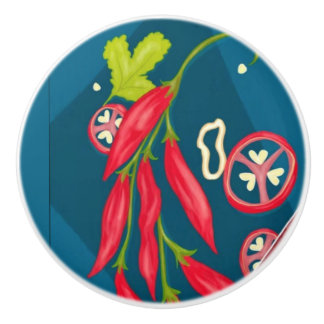 Bouton De Porte En Céramique Piments