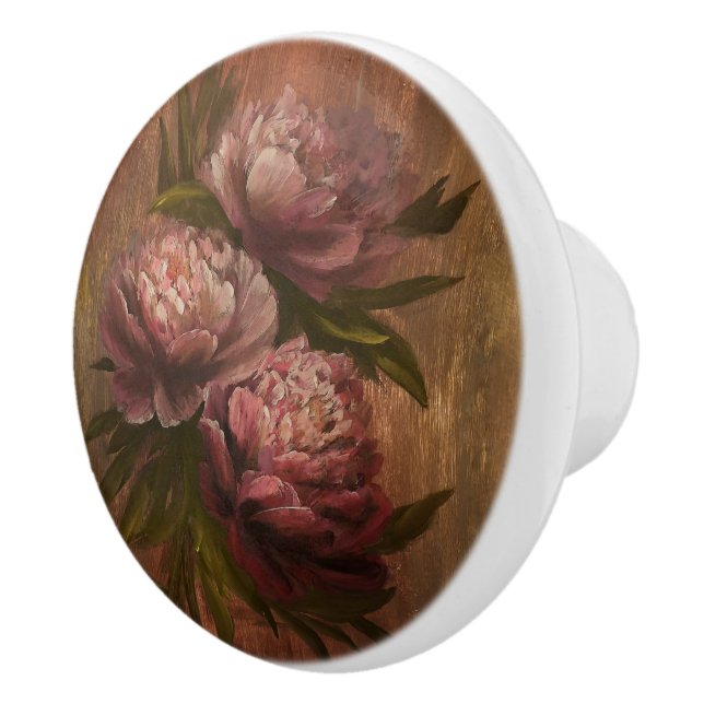 Bouton De Porte En Céramique Pivoines (Droite)