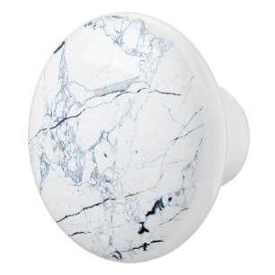 BOUTON DE PORTE EN CÉRAMIQUE PIXDEZINES MARBRE BLANC+VINS BLEUS