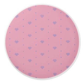 Bouton De Porte En Céramique Pixel rose Coeurs Tiroir et Dresser