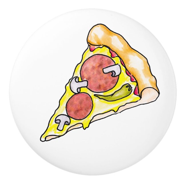Bouton De Porte En Céramique Pizza (Devant)