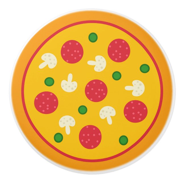 Bouton De Porte En Céramique Pizza Pie (Devant)