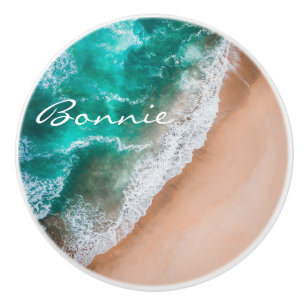 Bouton De Porte En Céramique Plage d'eau de mer sable tropical été