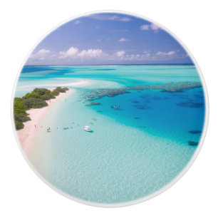 Bouton De Porte En Céramique Plage tropicale