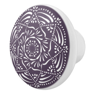 Bouton De Porte En Céramique Plum Mandala