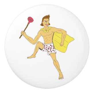 Bouton De Porte En Céramique plunger and underwear guy    