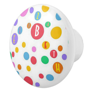 Bouton De Porte En Céramique Pointe Polka personnalisée en céramique
