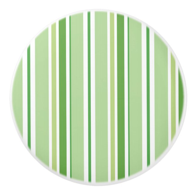 Bouton De Porte En Céramique Pois doux vert rayé Stripes Dresser (Devant)