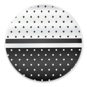 Bouton De Porte En Céramique Pois noirs et blancs