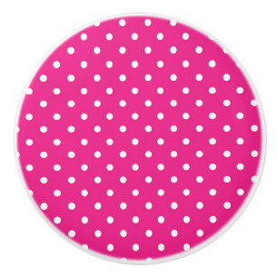 Bouton De Porte En Céramique Pois rose et blanc