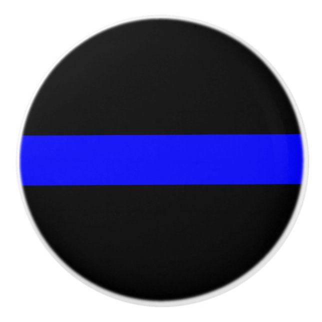 Bouton De Porte En Céramique Police - Blue Line mince (Devant)