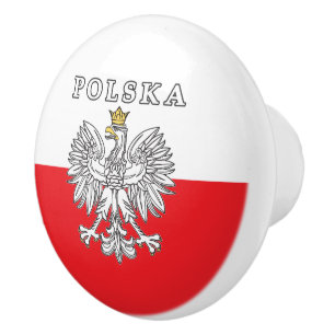 Bouton De Porte En Céramique Polska avec aigle polonais