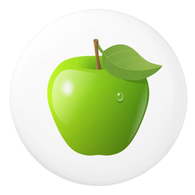 Bouton De Porte En Céramique Pomme verte (Devant)