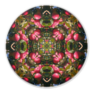 Bouton De Porte En Céramique Pommes Rouges Sur Arbre Art Abstrait Nature