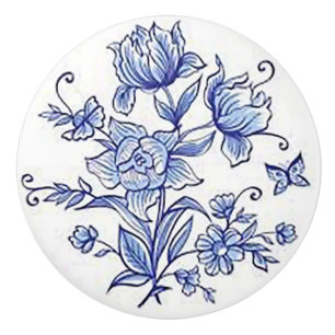 Bouton De Porte En Céramique Pompe en céramique "bleu de cobalt"