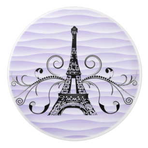 Bouton De Porte En Céramique Pompe en céramique violette Tour Eiffel