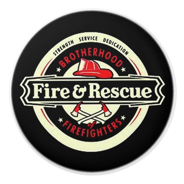 Bouton De Porte En Céramique Pompiers Fraternité (Devant)