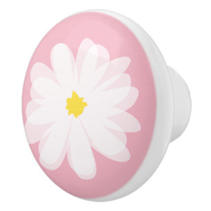 Bouton De Porte En Céramique Porte à fleur rose floral et tiroir tiroir