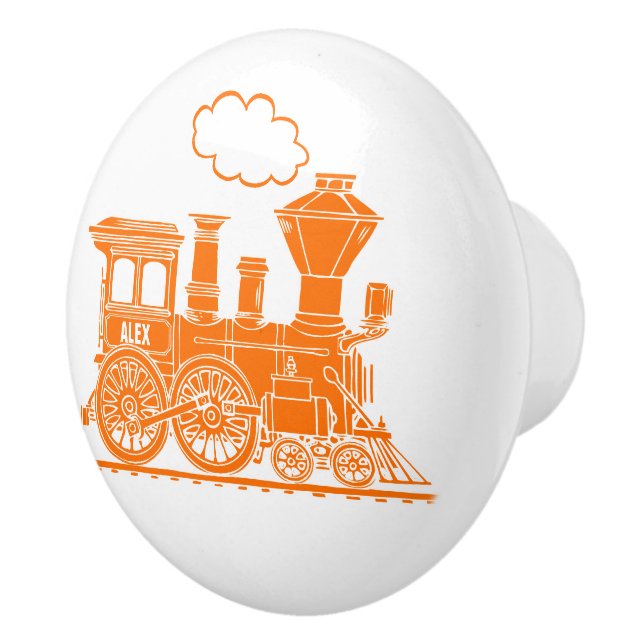 Bouton De Porte En Céramique Porte d'art personnalisé du train à vapeur orange (Droite)