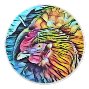 BOUTON DE PORTE EN CÉRAMIQUE POULET